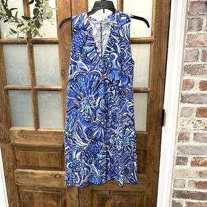 Lilly Pulitzer Emile Dress Zanzibar Zoo‎ Sleeveless XS Blue Pima Cotton